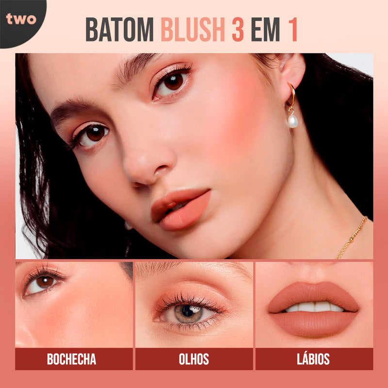 Batom Blush 3 em 1 Twomake